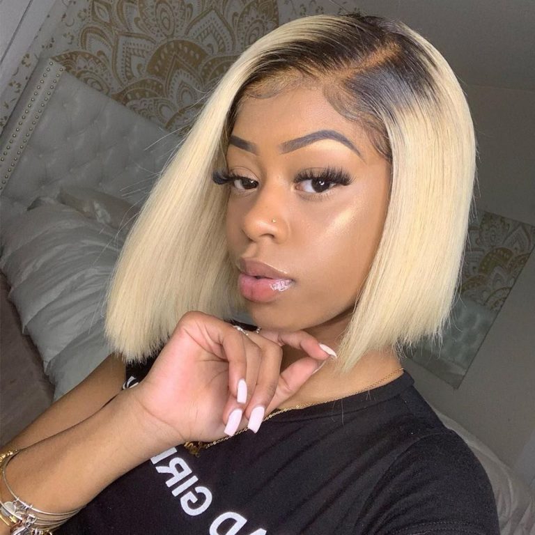 Glueless Ombre Honey Blonde Straight Bob Wig 6×5 Pre-Cut HD Lace Closure Short Wig