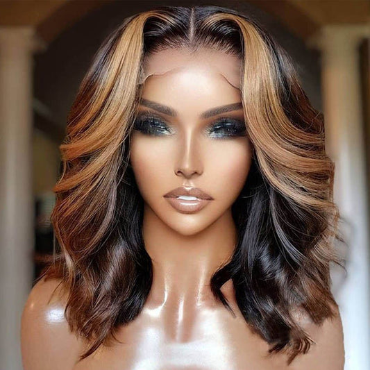 Highlight Shoulder Length Wig Body Wave Lace Front Wig