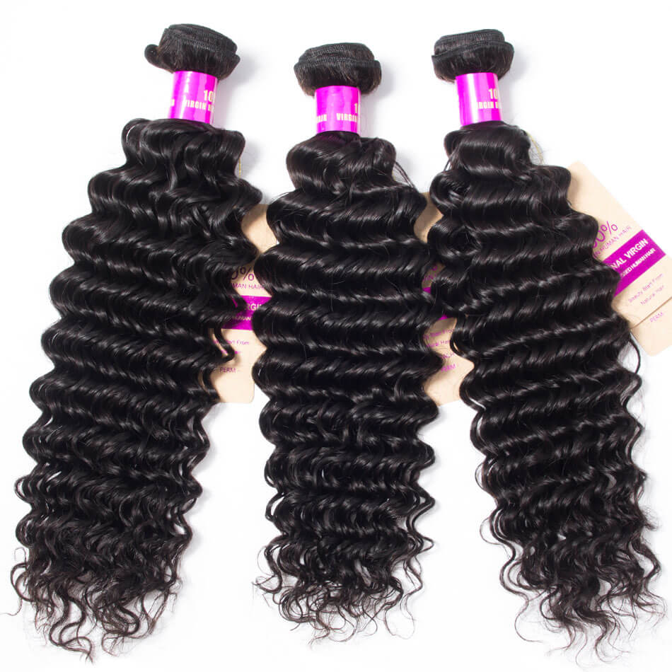 Brazilian Deep Wave With Closure Tinashe Hair Deep Curly 3 Bundles With Closure 100% Virgin Human Hair