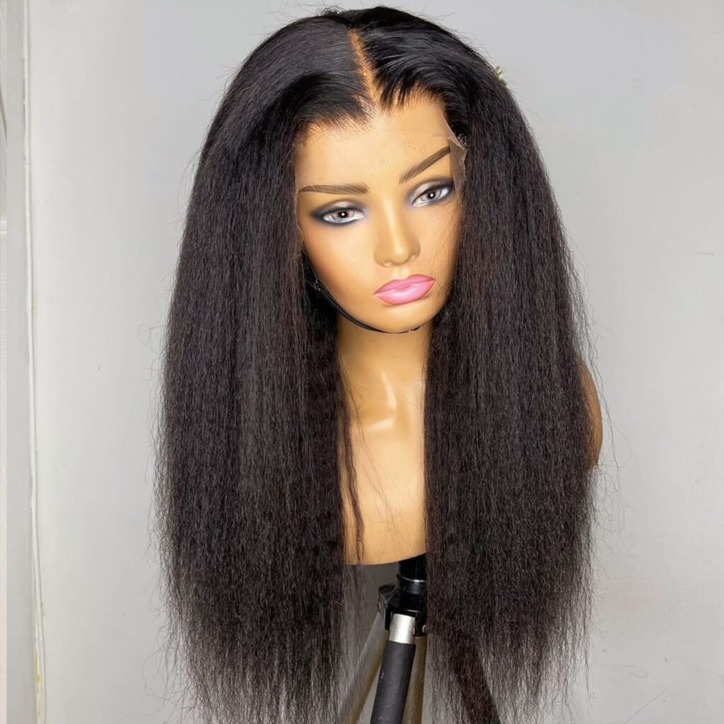 Kinky Straight 13×4 HD Lace Frontal Wig Seamless Blend Human Hair Wig