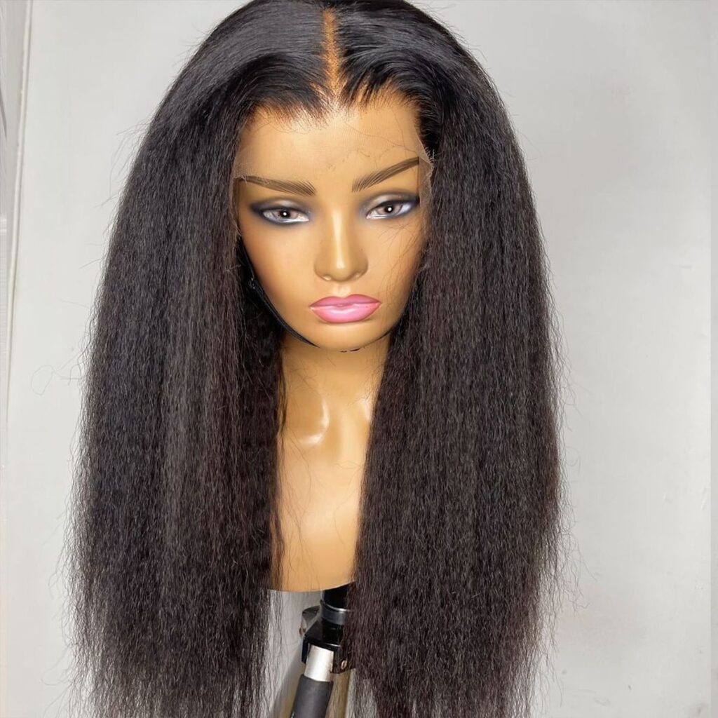 Kinky Straight 13×4 HD Lace Frontal Wig Seamless Blend Human Hair Wig