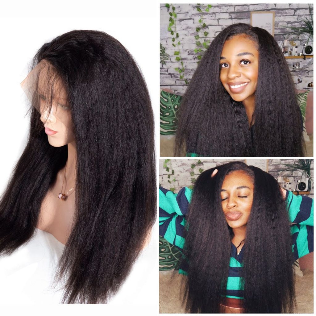 Kinky Straight 13×4 HD Lace Frontal Wig Seamless Blend Human Hair Wig