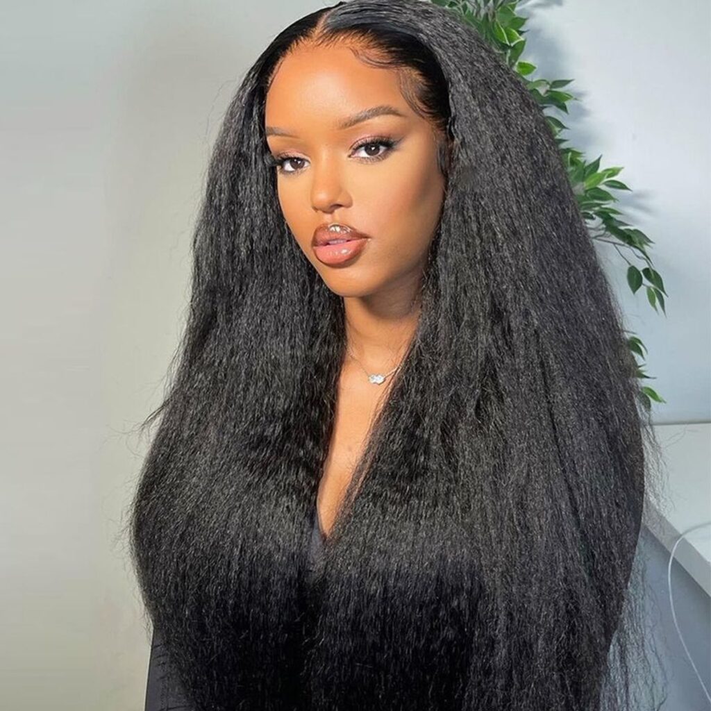 Kinky Straight 13×4 HD Lace Frontal Wig Seamless Blend Human Hair Wig