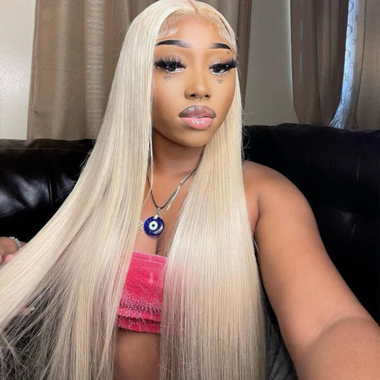 613 Blonde Straight Human Hair Lace Front Wigs Undetectable Lace Wig