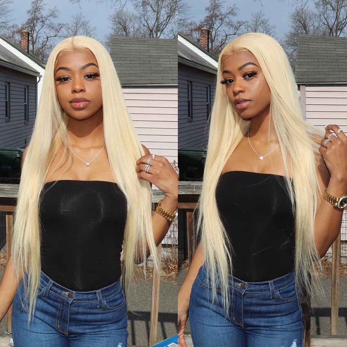 613 Blonde Straight Human Hair Lace Front Wigs Undetectable Lace Wig