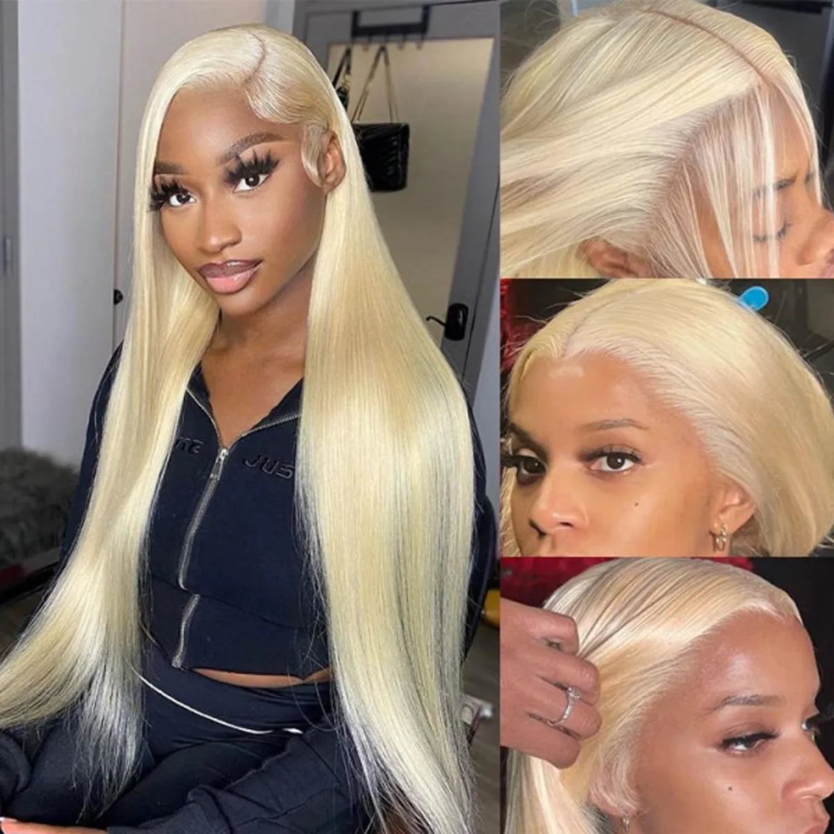 613 Blonde Straight Human Hair Lace Front Wigs Undetectable Lace Wig