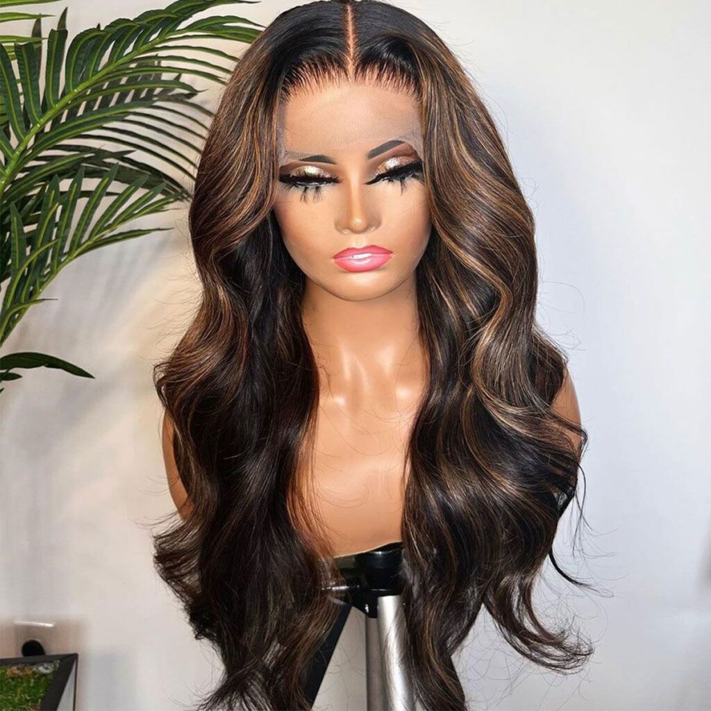 Highlight Honey Brown Body Wave 6×5 13×4 Glueless HD Lace Front Wigs Human Hair