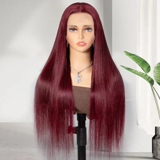 99J Color Burgundy Straight Hair Glueless Human Hair Lace Wig