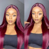 99J Color Burgundy Straight Hair Glueless Human Hair Lace Wig